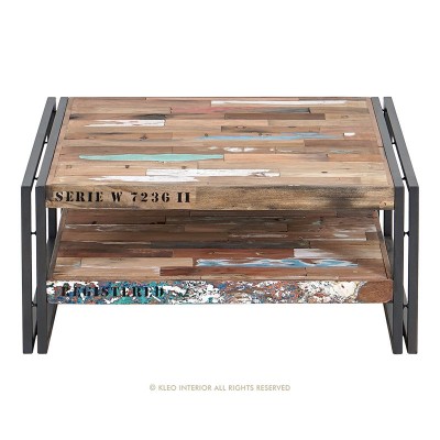 Table de basse style indus métal et bois recyclé
