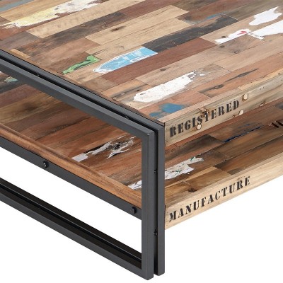 Table de basse style indus métal et bois recyclé