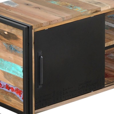 Meuble TV industriel Urban Samudra métal et bois de bateau