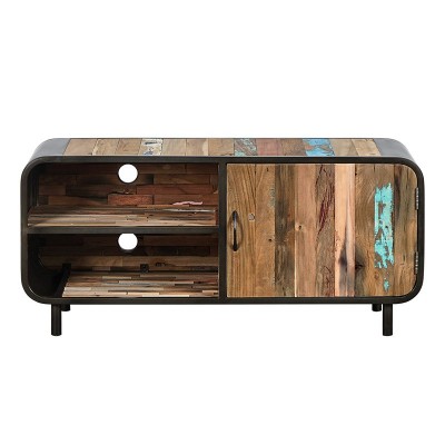 Meuble TV 120 cm industriel VINTAGE fer et bois de bateau recyclé