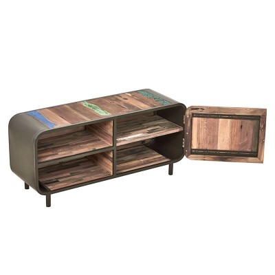 Meuble TV 120 cm industriel VINTAGE fer et bois de bateau recyclé