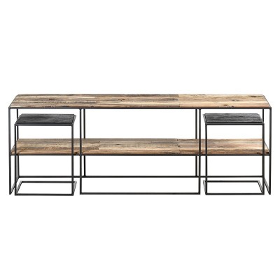 Meuble TV Contemporain 160 cm métal et bois recyclé