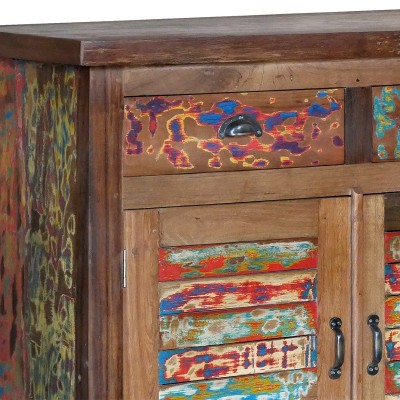 buffet bois recyclé coloré 180