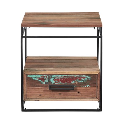 Chevet Nako industriel 1 tiroir  métal et bois recyclé