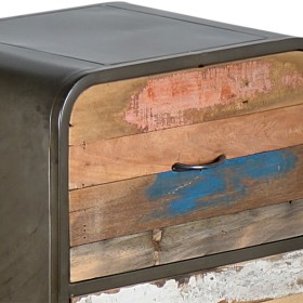 Buffet haut 3 tiroirs industriel fer et bois recyclé