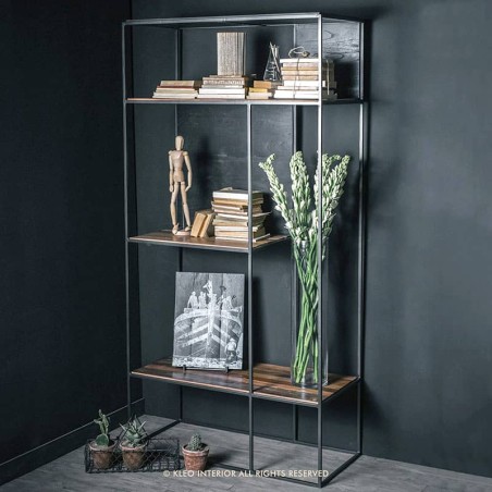 Etagère 3 niveaux Contemporaine 90 cm métal et bois recyclé