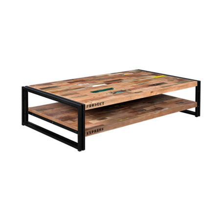 Table basse Factory Samudra fer et lattes de bois de bateau recycle