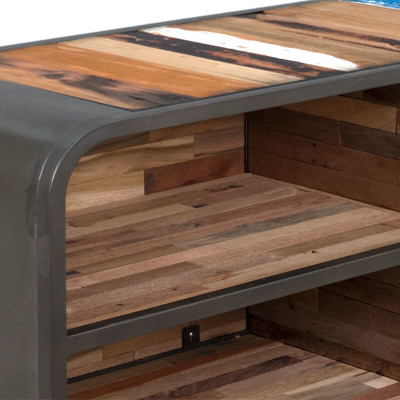 Meuble TV 120 cm industriel VINTAGE fer et bois de bateau recyclé 4.4AK49