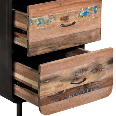 Buffet haut 3 tiroirs industriel fer et bois recyclé 1.4AK50