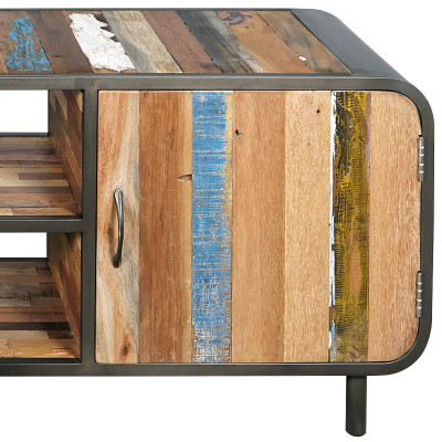 Meuble TV vintage 160 cm fer bois de bateau recyclé 1.4AK51