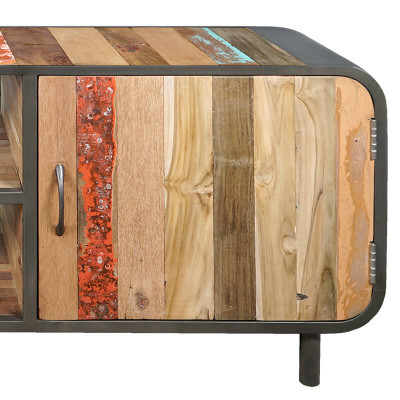 Meuble TV vintage 160 cm fer bois de bateau recyclé 4.4AK51