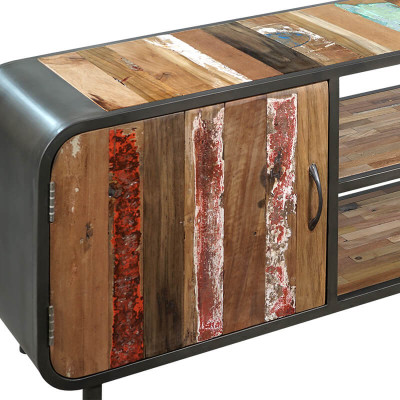 Meuble TV vintage 160 cm fer bois de bateau recyclé 4.4AK51
