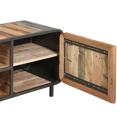 Meuble TV vintage 160 cm fer bois de bateau recyclé 4.4AK51