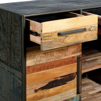 Buffet industriel Drum Bidons et bois recyclé détail tiroirs 3.4AK51