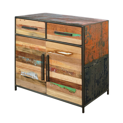 Buffet industriel Drum Bidons et bois recyclé vue 3/4 4.4AK51