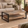 Table basse industrielle rectangulaire 100 cm double plateau  Factory Samudra