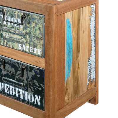 Chevet en bois recyclé 2 tiroirs Osiris
