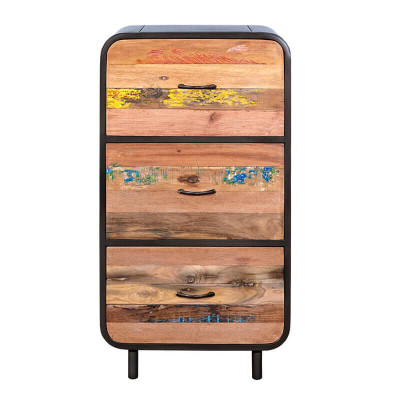 Buffet haut 3 tiroirs industriel fer et bois recyclé
