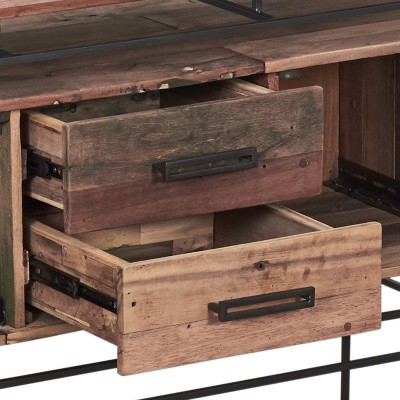 Buffet industriel Nako.métal et bois recyclé 120 cm